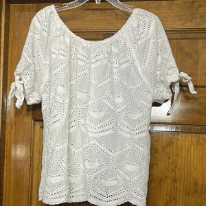 Sundance White Eyelet Women's Top, Sz M, 100% Cotton, Boho, Cottagecore